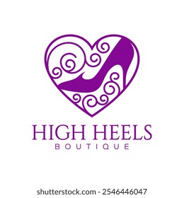 Logo Design-Vorlage für Damen-Schuhe. elegance High Heel Schuhe Logo. Damenschuhschablone. Design-Vorlage für Mode und feminines Logo.