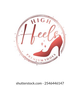 Logo Design-Vorlage für Damen-Schuhe. elegance High Heel Schuhe Logo. Damenschuhschablone. Design-Vorlage für Mode und feminines Logo.