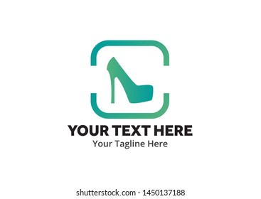 ladies shoes logo , ladies shoes simple logo creative design in flat style with color . shoes logo creative design for identity and business