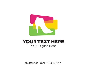 ladies shoes logo , ladies shoes simple logo creative design in flat style with color . shoes logo creative design for identity and business