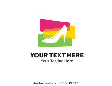 ladies shoes logo , ladies shoes simple logo creative design in flat style with color . shoes logo creative design for identity and business