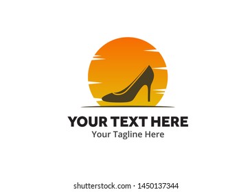 ladies shoes logo , ladies shoes simple logo creative design in flat style with color . shoes logo creative design for identity and business