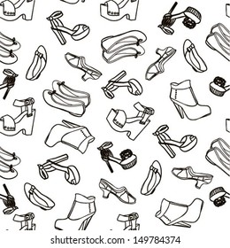 Ladies shoes, seamless background, fashion pattern, vector illustration