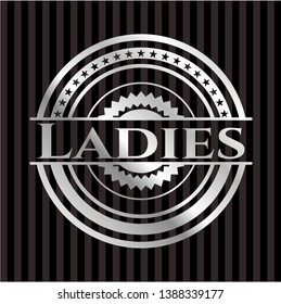 Ladies silvery shiny emblem. Vector Illustration. Mosaic.
