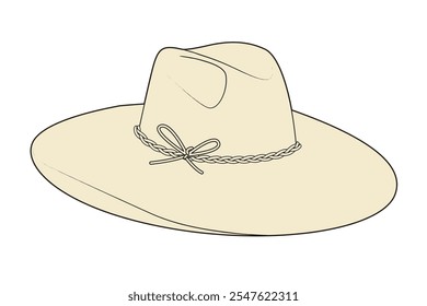 Ladies summer hat technical flat design vector mockup template.