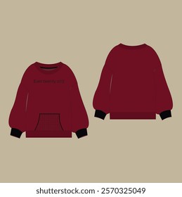  Ladies Sweater technical fashion illustration with rib Henley neck, classic collar.