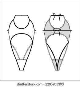 Ladies' swimsuit bra, panty template