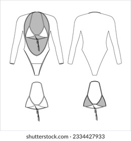 Ladies' swimsuit with triangle bra vector mockup
