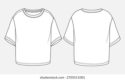Ladies t shirt template vector illustration template front and back	