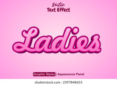 ladies text effect with graphic style in pink and editable.