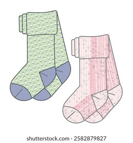 Ladies tights vector mockup template technical technical line drawing.