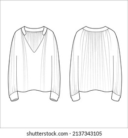Ladies tops flat sketch vector