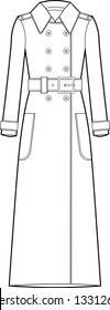 Ladies Trench Jacket Vector Template