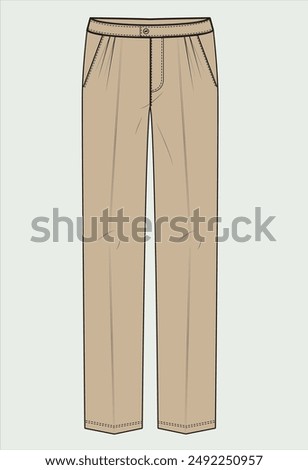 Ladies Trouser. Slash Pockets at Front. 2 gathers pleats on both sides.