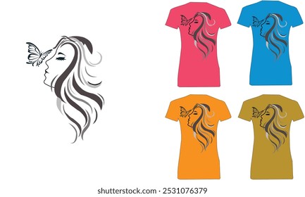 Camiseta das senhoras com uma ilustração vetorial