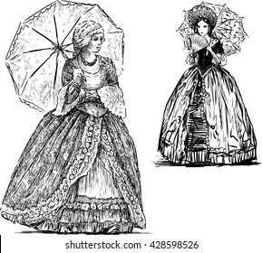 ladies with umbrellas