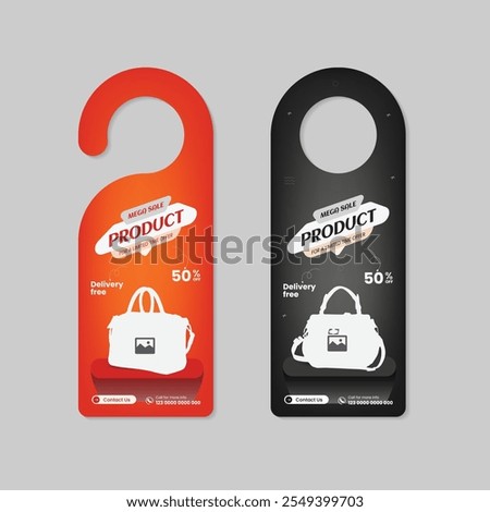 Ladies Vanity Bag Sale Door Hanger Template and Product Sale Door Hanger Two Color Variation Design