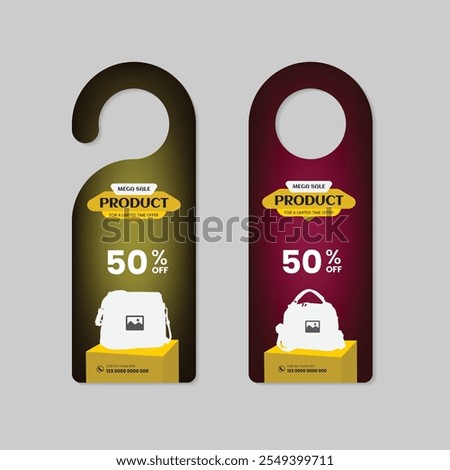 Ladies Vanity Bag Sale Door Hanger Template and Product Sale Door Hanger Two Color Variation Design