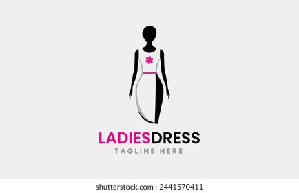 Ladies women lady dress garments icon symbol vector minimalist modern unique logo template
