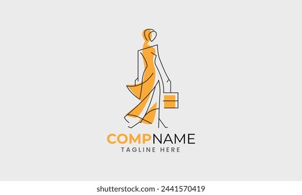 Ladies women lady dress garments icon symbol vector minimalist modern unique logo template