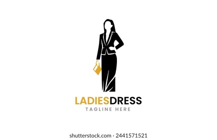 Ladies women lady dress garments icon symbol vector minimalist modern unique logo template