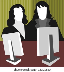 ladies working in computer	