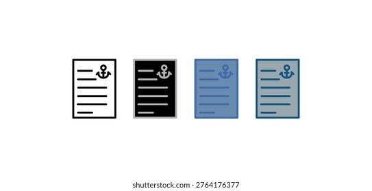 
lading icon set multiple style collection with document paper design, and ancho
