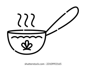 Ladle black and white vector line icon