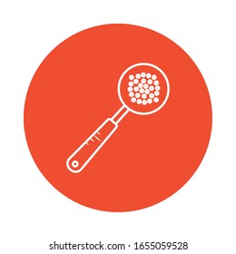 ladle block style icon design, Cook kitchen Eat food restaurant home menu dinner lunch cooking and meal theme Vector illustration