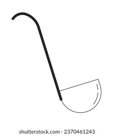 Ladle flat monochrome isolated vector object. Cooking utensil. Editable black and white line art drawing. Simple outline spot illustration for web graphic design
