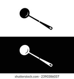 Ladle flat silhouette vector. Silhouette kitchen utensil icon. Black and white item for kitchen concept, kitchen devices, gadgets, tools. kitchenwares