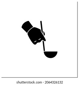 Ladle Glyph Icon. Big Spoon With Long Handle And Deep Cup-shaped Part. Used For Serving Soup.Kitchen Tools Concept.Filled Flat Sign. Isolated Silhouette Vector Illustration