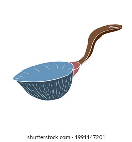 Ladle with a handle. Doodle illustration. Vector element for design.