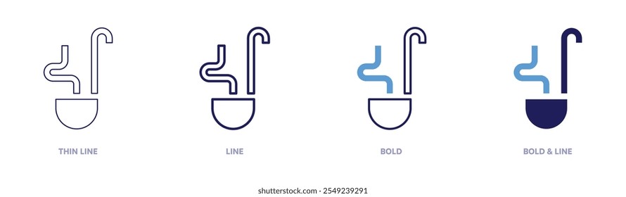 Ícone de fatia em 4 estilos diferentes. Linha fina, Linha, Negrito e Linha Negrito. Estilo duotônico. Traçado editável.