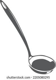 Ladle icon. Black serving soup dish tool