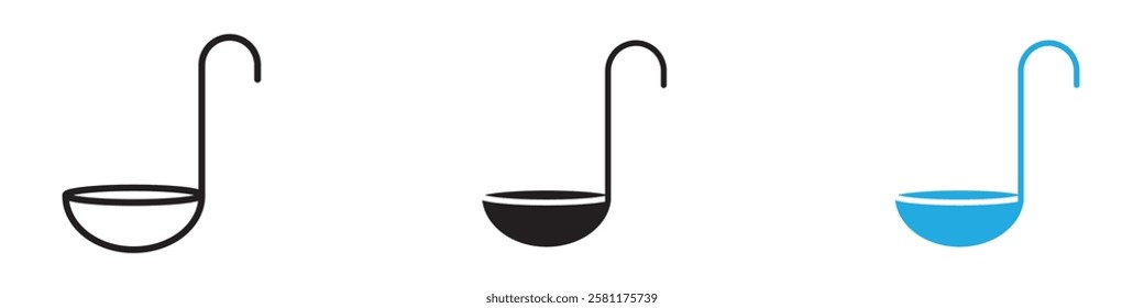 Ladle icon black white vector outline