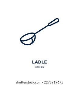 ladle icon from kitchen collection. Thin linear ladle, food, spoon outline icon isolated on white background. Line vector ladle sign, symbol for web and mobile