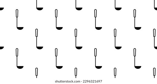 Ladle Icon Seamless Pattern, Deep Bowled Long Handled Spoon, Cup Shaped Long Handle Spoon Vector Art Illustration