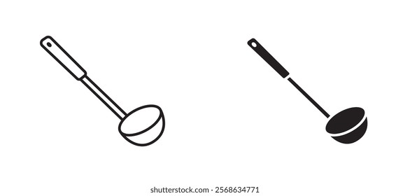 Ladle icons in outline and fill. vector illustration for ui.