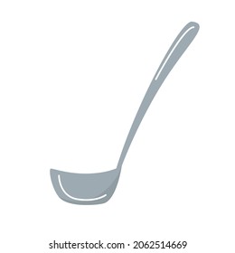 Ladle. Kitchen utensils concept. Item for pouring delicious soup. Ladle icon. Vector illustration isolated on white background.