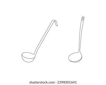 Icono vectorial de la línea de la lámina. signo de estilo lineal para el diseño web de concepto móvil. Diseño plano. Ilustración vectorial utensilios de cocina sobre fondo blanco. Icono de ilustración de contorno aislado de ladle.EPS 10.
