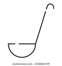 Ladle line icon vector isolated. Symbol of kitchen utensil, cooking tool. Soup preparation.