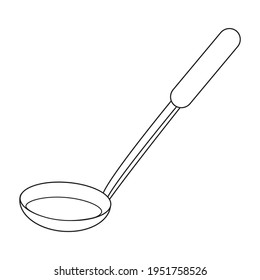 ladle line vector illustration,
isolated on white background.top view