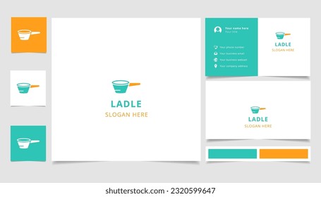 Ladle logo design with editable slogan. Branding book and business card template.