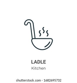 Ladle outline vector icon. Thin line black ladle icon, flat vector simple element illustration from editable kitchen concept isolated stroke on white background