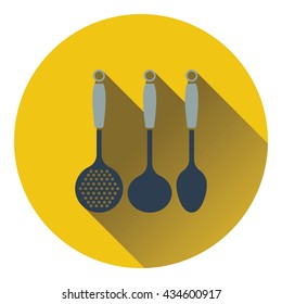 Ladle set icon. Flat design. Vector illustration.