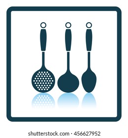 Ladle set icon. Shadow reflection design. Vector illustration.