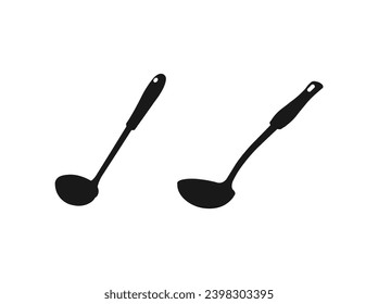 ladle silhouettes vector icon. vector style sign for mobile concept web design. Black simple illustration of kitchenware. Flat design style. Food ladle silhouette vector art white background. EPS 10.