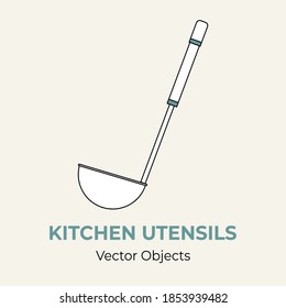 Ladle soup simple form vector illustration. Vector line illustration isolated ladle logo icon cafe menu banner flayer. Kitchen utensil kitchenware logo. Silhouette cookware ladle isolated background
