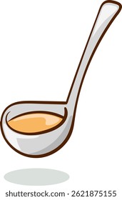 Ladle of soup vector illustration on white background.
